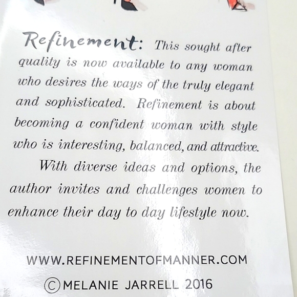 Melanie Jarrell Refinement of Manner, Book on Manners, Etiquette & Elegance NWOT - Picture 6 of 12